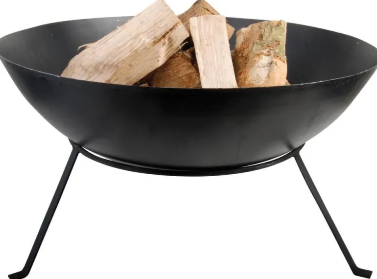 Brasero rond en métal sur pied (59 x 28 cm)