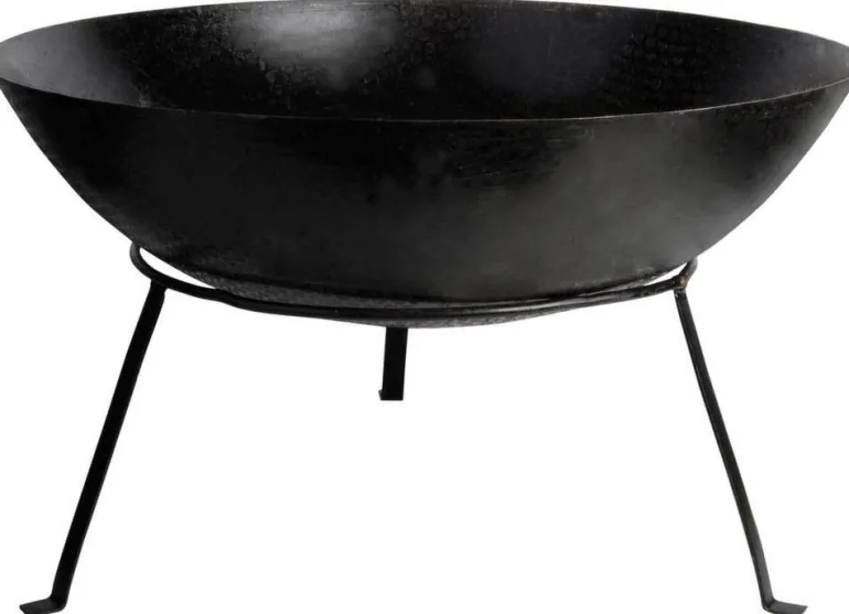 Brasero rond en métal sur pied (59 x 28 cm)