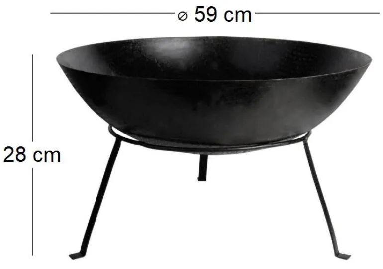 Brasero rond en métal sur pied (59 x 28 cm)