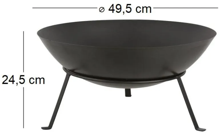 Brasero rond en métal sur pied (49,5 x 24,5 cm)