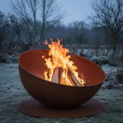 Braséro rond incliné sur disque en fer (Rouille)