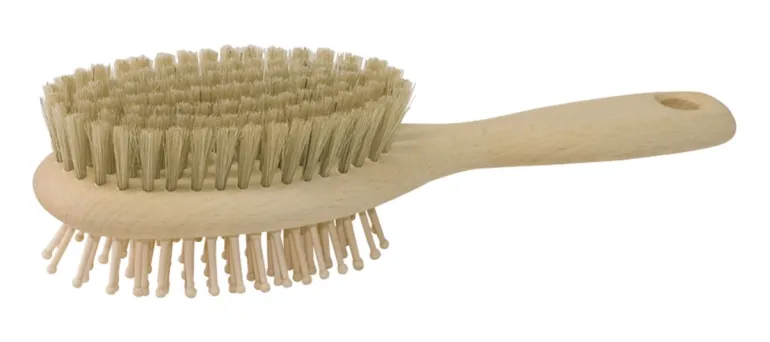 Brosse chien en soies claires et tiges de bois