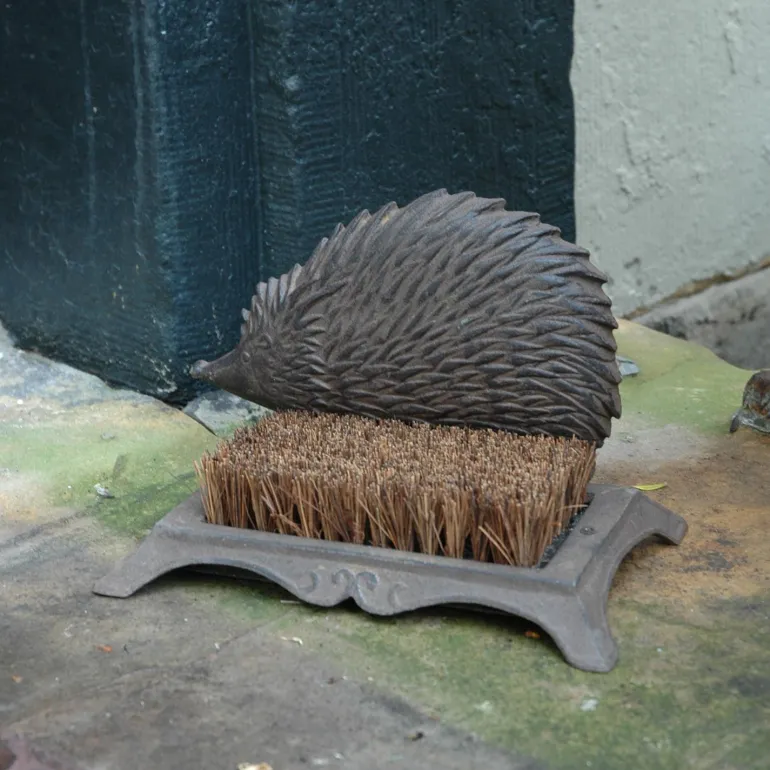 Brosse nettoyage chaussure en fonte et fibre de coco (Hérisson)