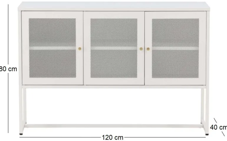 Buffet 3 portes en acier Malla (Gris clair)
