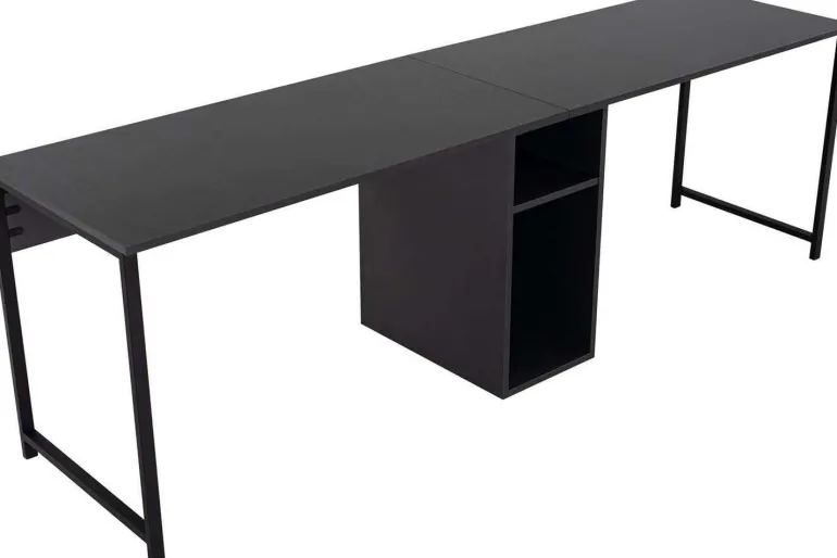 Bureau 2 places en aggloméré Twin (Anthracite, Noir)