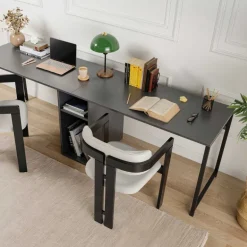Bureau 2 places en aggloméré Twin (Anthracite, Noir)