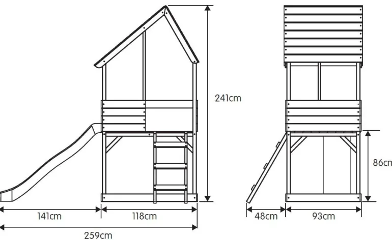 Cabane enfant sur pilotis avec bac à sable Lookout (Avec glissière)