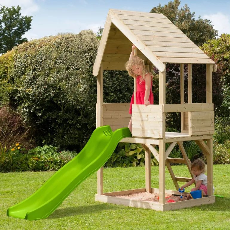 Cabane enfant sur pilotis avec bac à sable Lookout (Avec glissière)