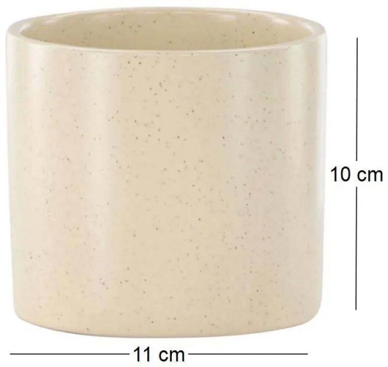 Cache pot en grès Sane 11x10 cm (Beige)