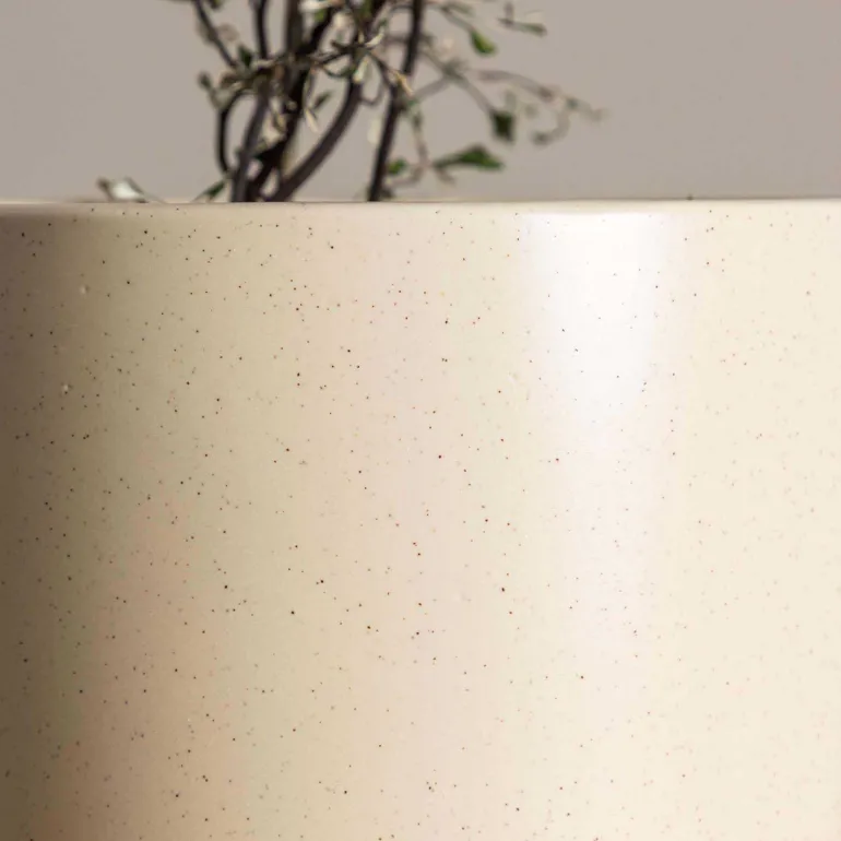 Cache pot en grès Sane 18x17cm (Beige)
