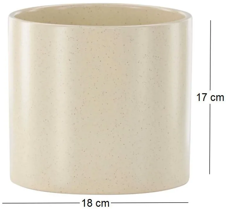 Cache pot en grès Sane 18x17cm (Beige)