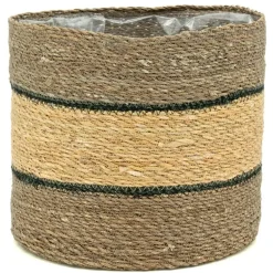Cache-pots en jonc naturel et brun (Petit Modèle)