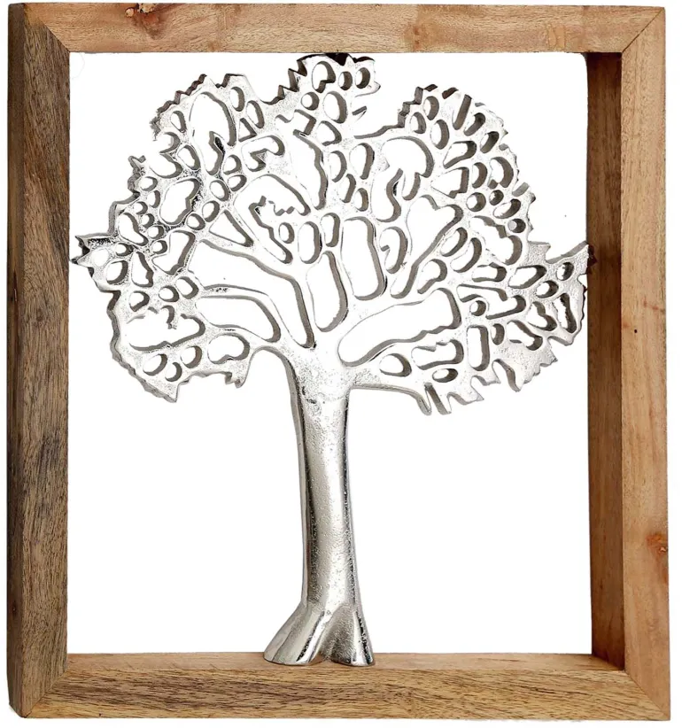 Cadre en bois et aluminium Arbre de vie 37 cm