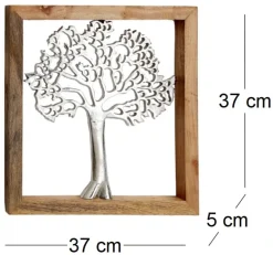Cadre en bois et aluminium Arbre de vie 37 cm