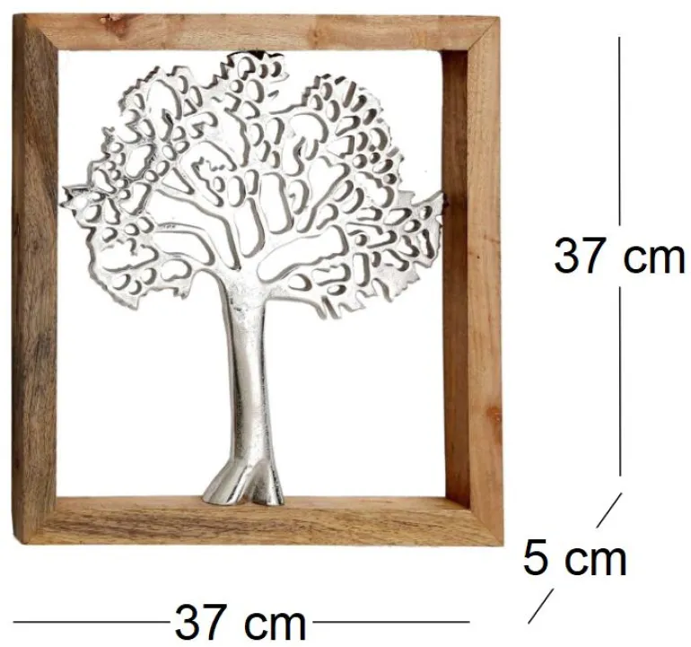 Cadre en bois et aluminium Arbre de vie 37 cm