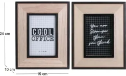 Cadre photo en bois Happy working (Lot de 2)