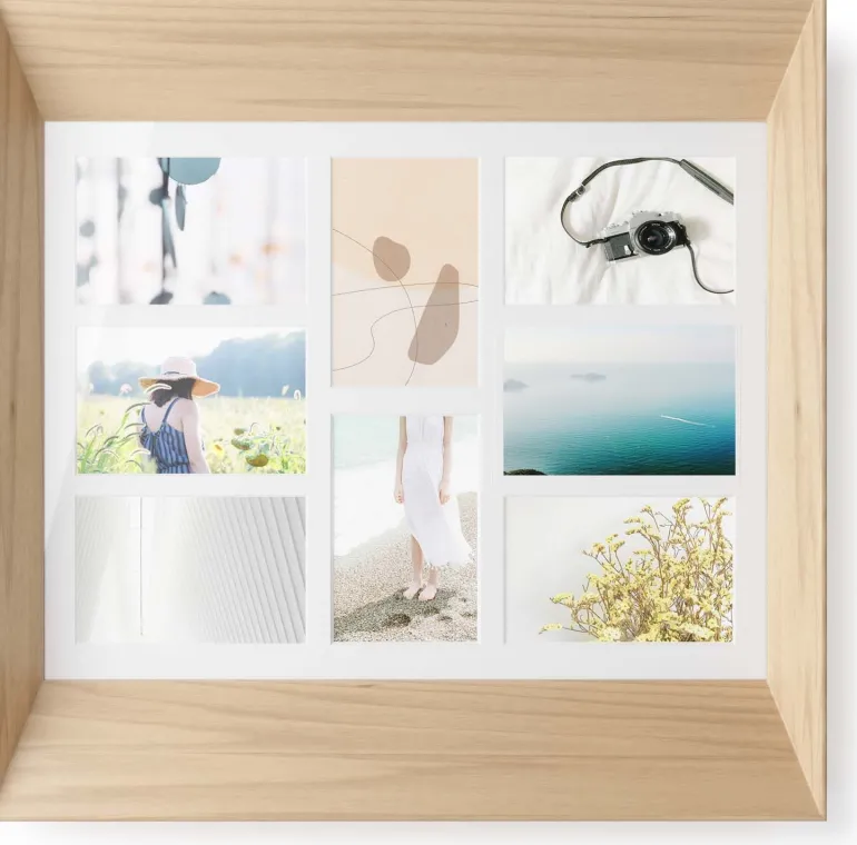 Cadre photos mural 8 photos 10 x 15 cm Lookout (Bois naturel)