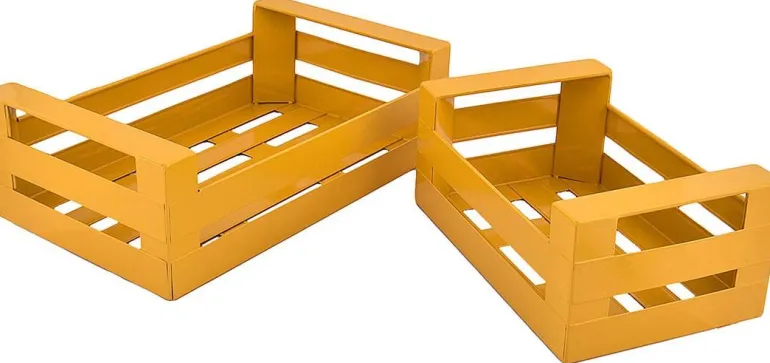 Cagette en métal coloré (Lot de 2) (Moutarde)