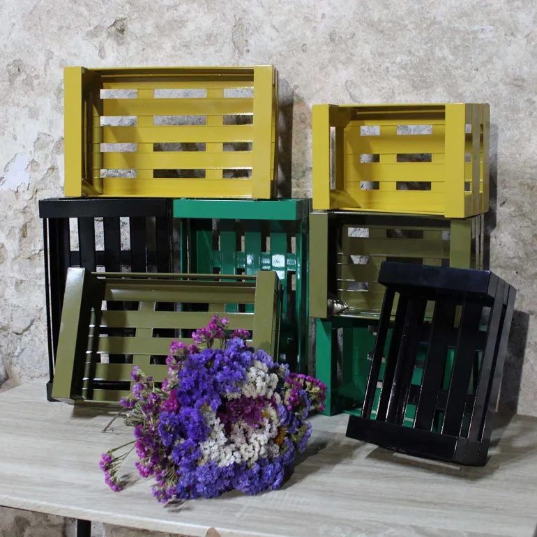 Cagette en métal coloré (Lot de 2) (Moutarde)