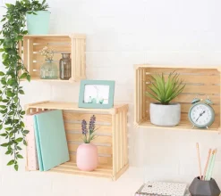 Caisse de rangement en pin brut (Lot de 3)