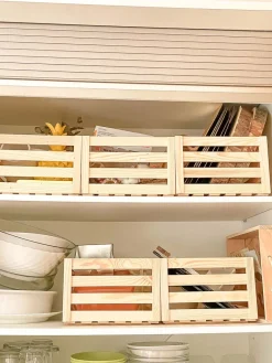 Caisse de rangement en pin brut (Lot de 3)