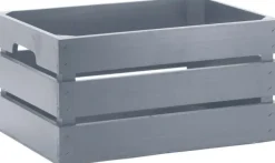 Caisse de rangement en pin grand modèle 46 x 31 x 25 cm (Gris)