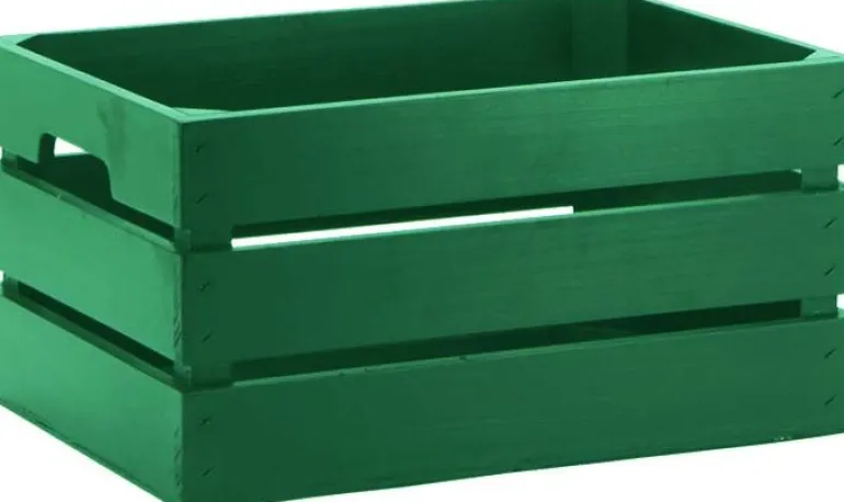 Caisse de rangement en pin grand modèle 46 x 31 x 25 cm (Vert)