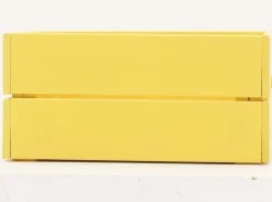 Caisse de rangement en pin petit modèle 31 x 23 x 15 cm (Jaune)