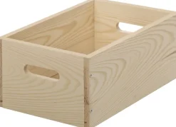 Caisse en bois brut de rangement (30 x 20 x 6 cm)