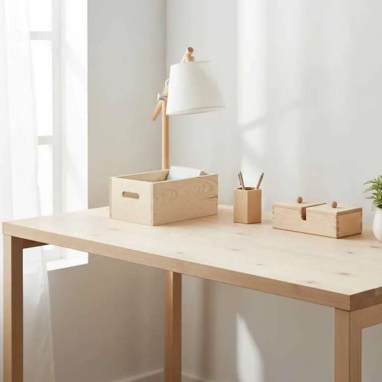 Caisse en bois brut de rangement (30 x 20 x 6 cm)