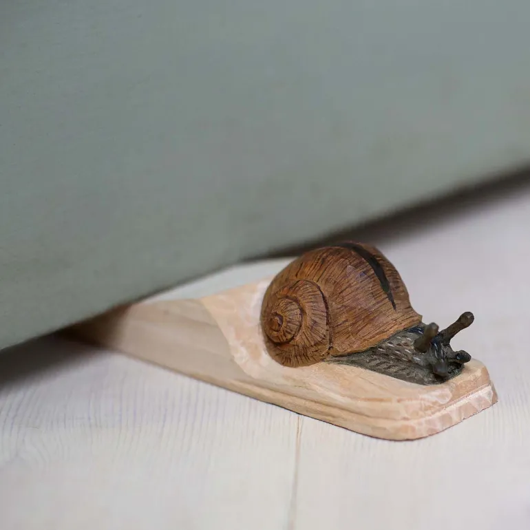 Cale-porte en bois sculpté à la main Animal (Escargot de Bourgogne)