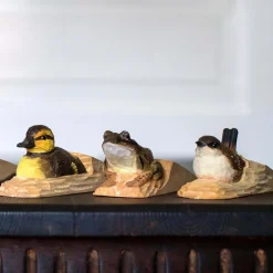 Cale-porte en bois sculpté à la main Animal (Grenouille des champs)