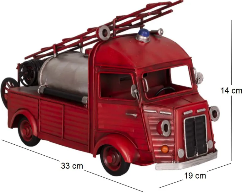 Camion de pompier décoratif en métal