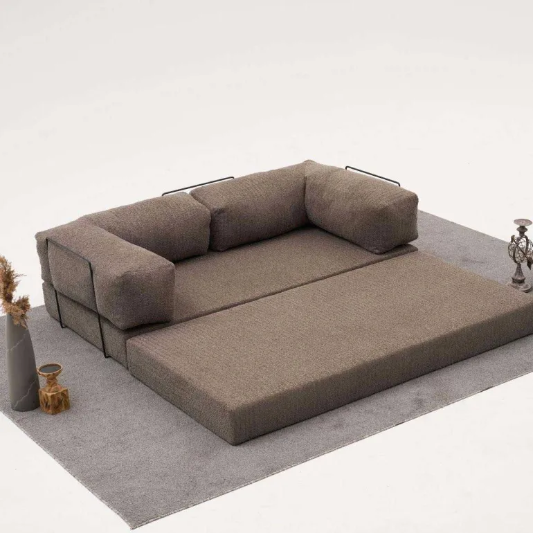 Canapé chauffeuse 3 places en chenille Comfort (Gris)