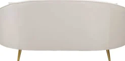 Canapé en tissu 2 places Oslo 148 x 84 x 68 cm (Crème et doré)