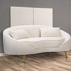 Canapé en tissu 2 places Oslo 148 x 84 x 68 cm (Crème et doré)