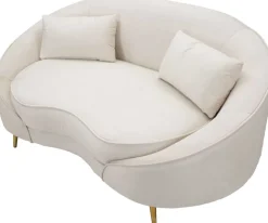 Canapé en tissu 2 places Oslo 148 x 84 x 68 cm (Crème et doré)
