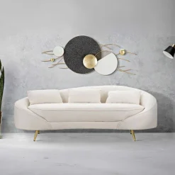 Canapé en tissu 3 places Oslo 185 x 84 x 68 cm (Crème et doré)