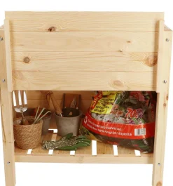Carré potager avec espace de stockage en pin