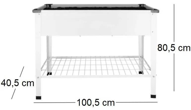 Carré potager en métal blanc (100.5 x 40.5 x 80.5 cm)