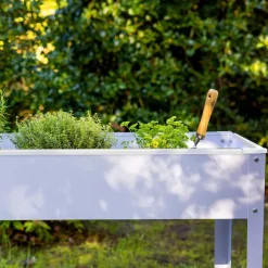 Carré potager en métal blanc (100.5 x 40.5 x 80.5 cm)