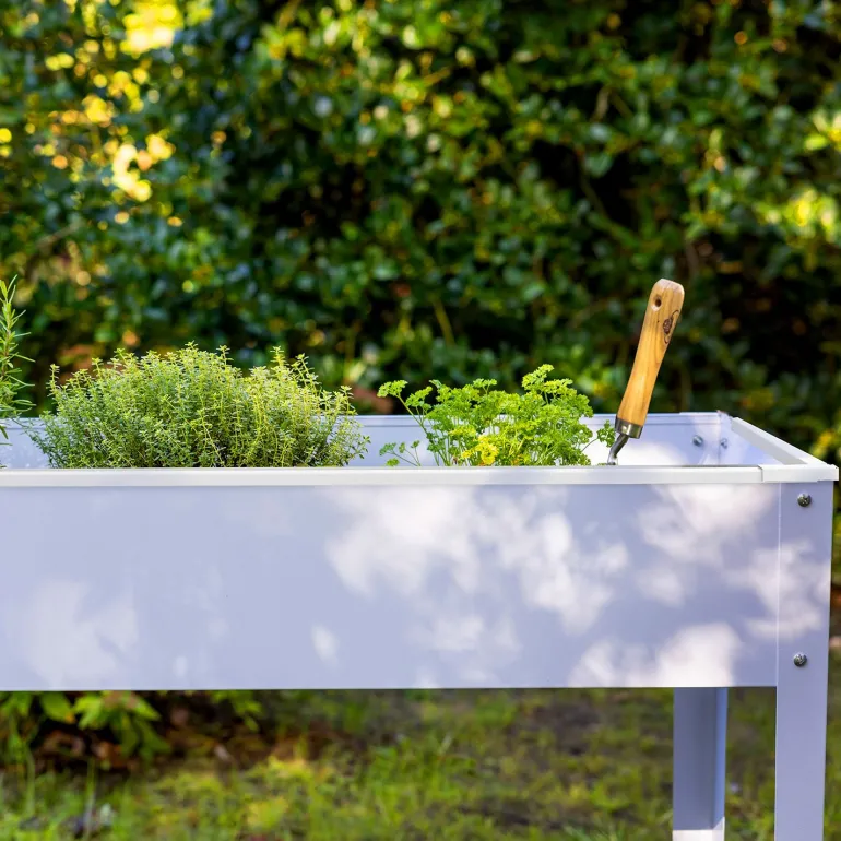 Carré potager en métal blanc (100.5 x 40.5 x 80.5 cm)