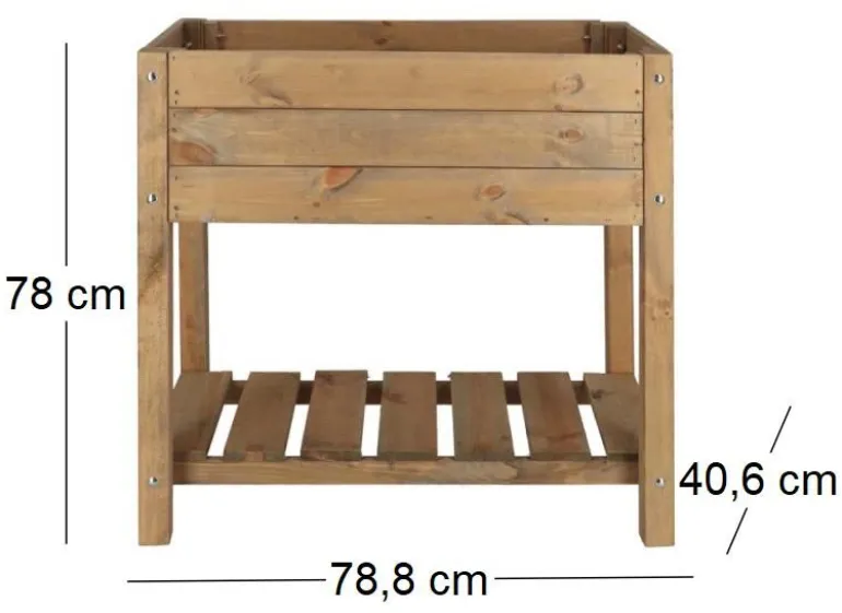 Carré potager en pin teinté sur pieds (Largeur 40 cm)