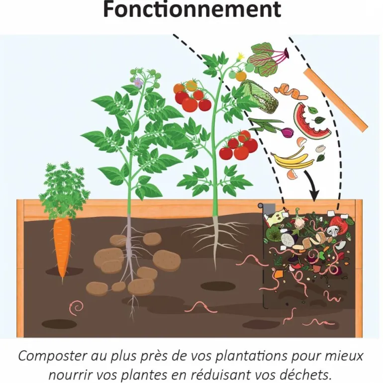 Carré potager 220 litres avec composteur intégré 45 litres