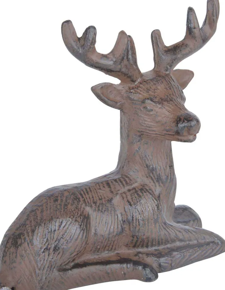 Cerf couché décoratif en fonte
