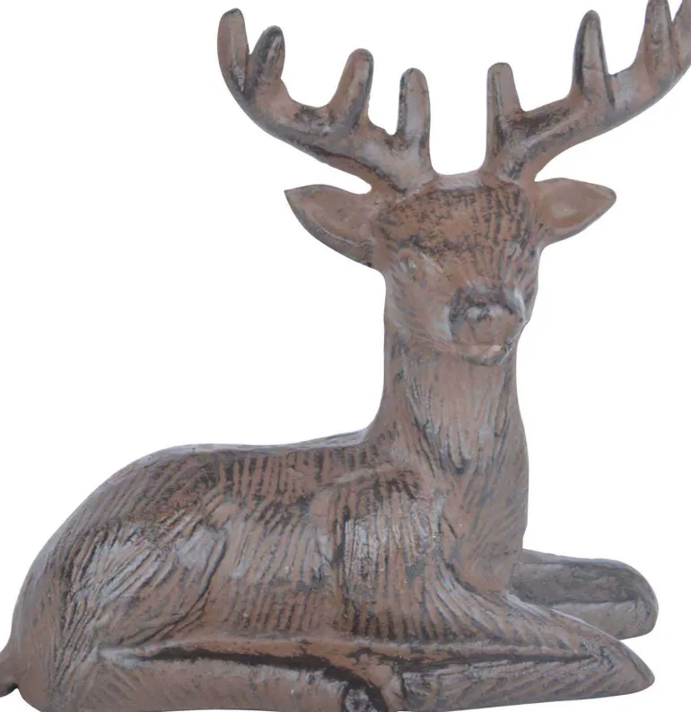 Cerf couché décoratif en fonte