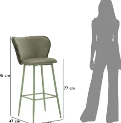 Chaise de bar en tissu et métal Alaska (Lot de 2) (Vert)