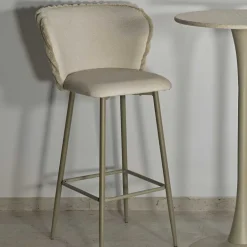 Chaise de bar en tissu et métal Alaska (Lot de 2) (Crème)