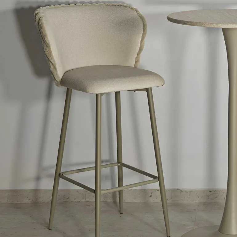 Chaise de bar en tissu et métal Alaska (Lot de 2) (Crème)