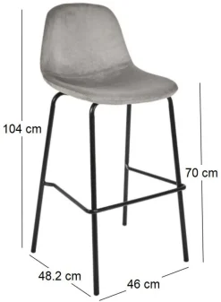 Chaise de bar en velours cotelé Giulia (Gris)